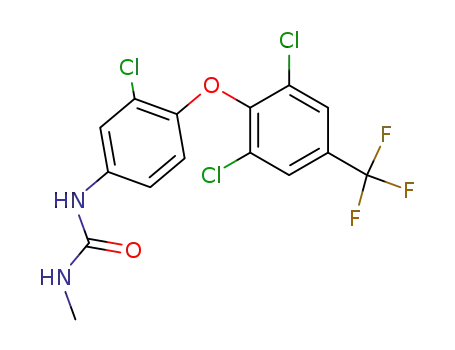 Molecular Structure of 57478-34-9 (Urea,
N-[3-chloro-4-[2,6-dichloro-4-(trifluoromethyl)phenoxy]phenyl]-N'-methyl-)