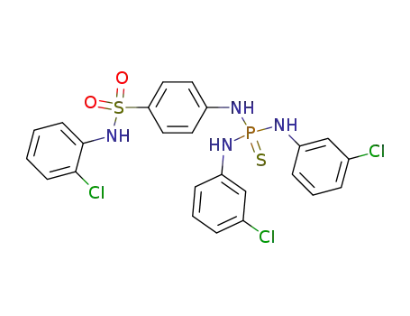 Molecular Structure of 64132-56-5 (Benzenesulfonamide,
4-[[bis[(3-chlorophenyl)amino]phosphinothioyl]amino]-N-(2-chlorophenyl
)-)