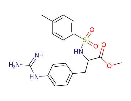 Molecular Structure of 89624-96-4 (L-Phenylalanine,
4-[(aminoiminomethyl)amino]-N-[(4-methylphenyl)sulfonyl]-, methyl ester)