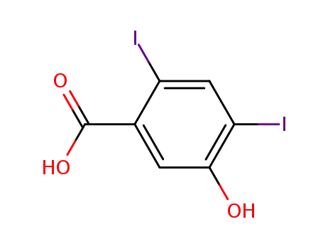Molecular Structure of 53279-77-9 (Benzoic acid, 5-hydroxy-2,4-diiodo-)