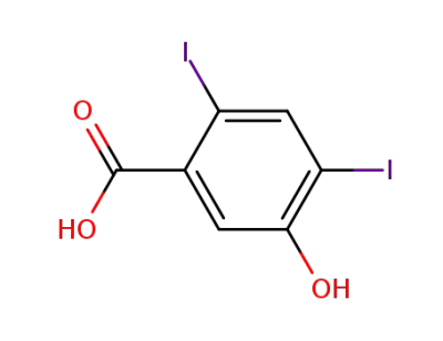 Molecular Structure of 53279-77-9 (Benzoic acid, 5-hydroxy-2,4-diiodo-)