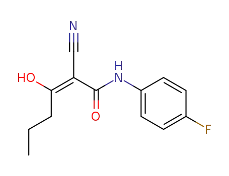 Molecular Structure of 64373-14-4 (2-Hexenamide, 2-cyano-N-(4-fluorophenyl)-3-hydroxy-)