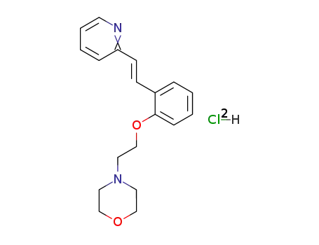 Molecular Structure of 30838-68-7 (Morpholine, 4-[2-[2-[2-(2-pyridinyl)ethenyl]phenoxy]ethyl]-,
dihydrochloride)