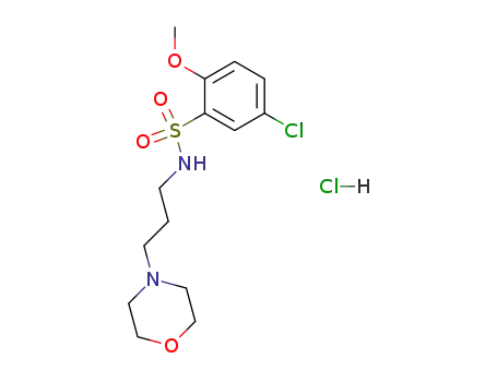 Molecular Structure of 62833-50-5 (Benzenesulfonamide, 5-chloro-2-methoxy-N-[3-(4-morpholinyl)propyl]-,
monohydrochloride)