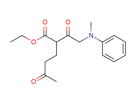 Molecular Structure of 66543-12-2 (Hexanoic acid, 2-[(methylphenylamino)acetyl]-5-oxo-, ethyl ester)