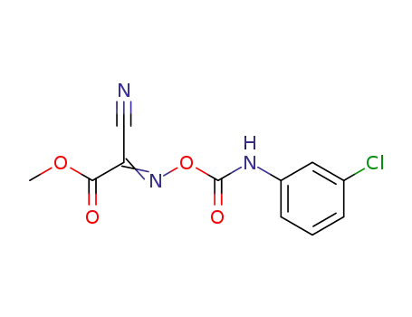 Molecular Structure of 21175-69-9 (Acetic acid, [[[[(3-chlorophenyl)amino]carbonyl]oxy]imino]cyano-, methyl
ester)