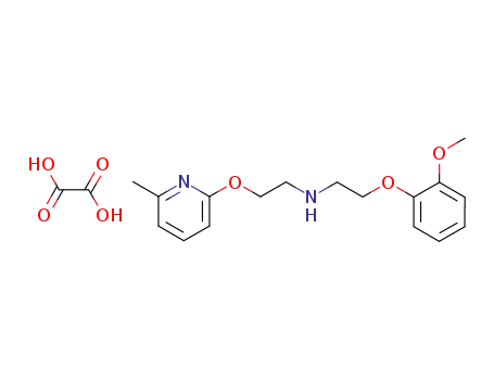 Molecular Structure of 62119-20-4 (Ethanamine,
N-[2-(2-methoxyphenoxy)ethyl]-2-[(6-methyl-2-pyridinyl)oxy]-,
ethanedioate (1:1))