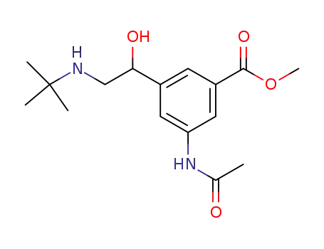 Molecular Structure of 63659-99-4 (Benzoic acid,
3-(acetylamino)-5-[2-[(1,1-dimethylethyl)amino]-1-hydroxyethyl]-, methyl
ester)