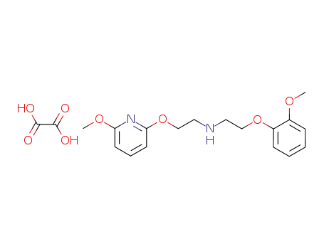 Molecular Structure of 62119-23-7 (Ethanamine,
N-[2-(2-methoxyphenoxy)ethyl]-2-[(6-methoxy-2-pyridinyl)oxy]-,
ethanedioate (1:1))