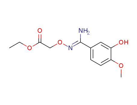 Molecular Structure of 63409-80-3 (Acetic acid, [[[(3-hydroxy-4-methoxyphenyl)iminomethyl]amino]oxy]-,
ethyl ester)