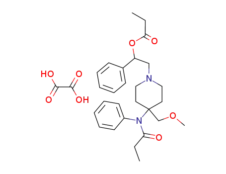 Molecular Structure of 61379-82-6 (Propanamide,
N-[4-(methoxymethyl)-1-[2-(1-oxopropoxy)-2-phenylethyl]-4-piperidinyl]-
N-phenyl-, ethanedioate (2:3))