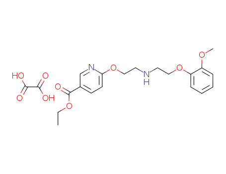 Molecular Structure of 62119-33-9 (3-Pyridinecarboxylic acid,
6-[2-[[2-(2-methoxyphenoxy)ethyl]amino]ethoxy]-, ethyl ester,
ethanedioate (1:1))