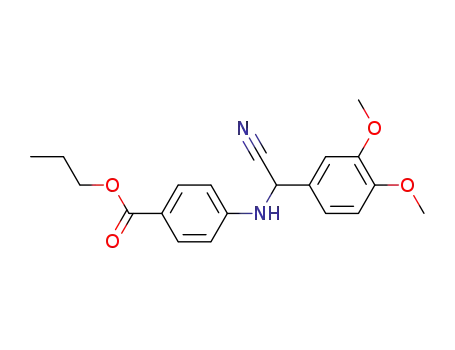 Molecular Structure of 62659-30-7 (Benzoic acid, 4-[[cyano(3,4-dimethoxyphenyl)methyl]amino]-, propyl
ester)