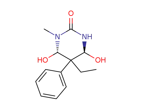 Molecular Structure of 60782-11-8 (2(1H)-Pyrimidinone, 5-ethyltetrahydro-4,6-dihydroxy-1-methyl-5-phenyl-)
