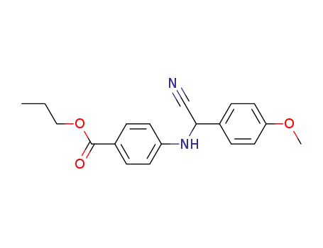 Molecular Structure of 62659-25-0 (Benzoic acid, 4-[[cyano(4-methoxyphenyl)methyl]amino]-, propyl ester)