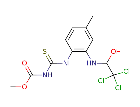 Molecular Structure of 61439-21-2 (Carbamic acid,
[[[4-methyl-2-[(2,2,2-trichloro-1-hydroxyethyl)amino]phenyl]amino]thioxo
methyl]-, methyl ester)