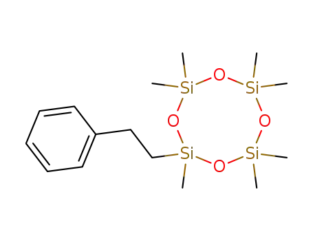 Molecular Structure of 17864-12-9 (Cyclotetrasiloxane, heptamethyl(2-phenylethyl)-)
