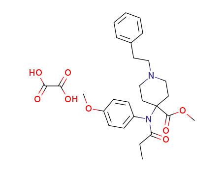 Molecular Structure of 61086-95-1 (4-Piperidinecarboxylic acid,
4-[(4-methoxyphenyl)(1-oxopropyl)amino]-1-(2-phenylethyl)-, methyl
ester, ethanedioate (1:1))