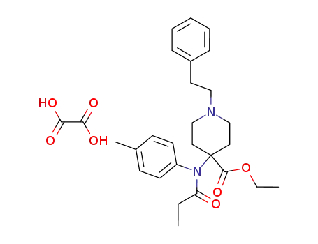 Molecular Structure of 61380-33-4 (4-Piperidinecarboxylic acid,
4-[(4-methylphenyl)(1-oxopropyl)amino]-1-(2-phenylethyl)-, ethyl ester,
ethanedioate (1:1))