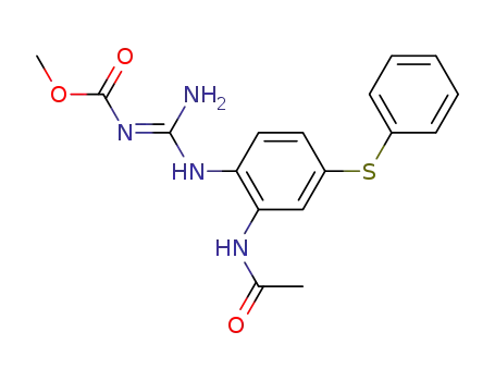 Molecular Structure of 65934-77-2 (Carbamic acid,
[[[2-(acetylamino)-4-(phenylthio)phenyl]amino]iminomethyl]-, methyl
ester)