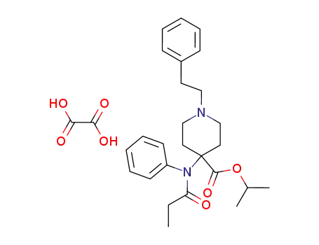 Molecular Structure of 61086-87-1 (4-Piperidinecarboxylic acid,
4-[(1-oxopropyl)phenylamino]-1-(2-phenylethyl)-, 1-methylethyl ester,
ethanedioate (1:1))