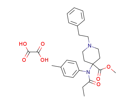 Molecular Structure of 61086-97-3 (4-Piperidinecarboxylic acid,
4-[(4-methylphenyl)(1-oxopropyl)amino]-4-(2-phenylethyl)-, methyl ester,
ethanedioate (1:1))