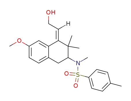 Molecular Structure of 61638-73-1 (Benzenesulfonamide,
N,4-dimethyl-N-[1,2,3,4-tetrahydro-4-(2-hydroxyethylidene)-6-methoxy-3
,3-dimethyl-2-naphthalenyl]-)