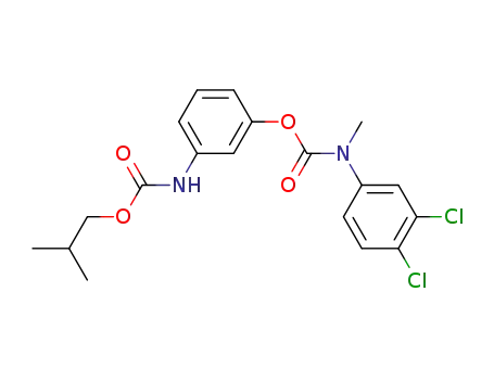 Molecular Structure of 67169-52-2 (Carbamic acid, (3,4-dichlorophenyl)methyl-,
3-[[(2-methylpropoxy)carbonyl]amino]phenyl ester)