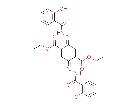 Molecular Structure of 70083-26-0 (1,4-Cyclohexanedicarboxylic acid,
2,5-bis[(2-hydroxybenzoyl)hydrazono]-, diethyl ester)