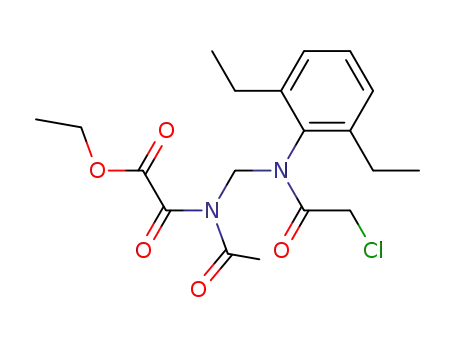 Molecular Structure of 65130-98-5 (Acetic acid,
[acetyl[[(chloroacetyl)(2,6-diethylphenyl)amino]methyl]amino]oxo-, ethyl
ester)