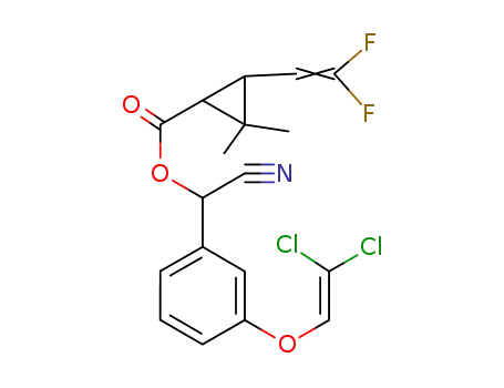 Molecular Structure of 63416-93-3 (Cyclopropanecarboxylic acid, 3-(2,2-difluoroethenyl)-2,2-dimethyl-,
cyano[3-[(2,2-dichloroethenyl)oxy]phenyl]methyl ester)
