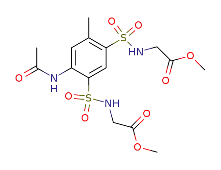 Molecular Structure of 62374-77-0 (Glycine,
N,N'-[[4-(acetylamino)-6-methyl-1,3-phenylene]bis(sulfonyl)]bis-,
dimethyl ester)