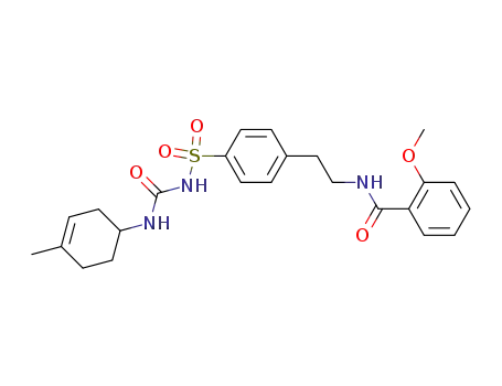 Molecular Structure of 59479-33-3 (Benzamide,
2-methoxy-N-[2-[4-[[[[(4-methyl-3-cyclohexen-1-yl)amino]carbonyl]amino
]sulfonyl]phenyl]ethyl]-)