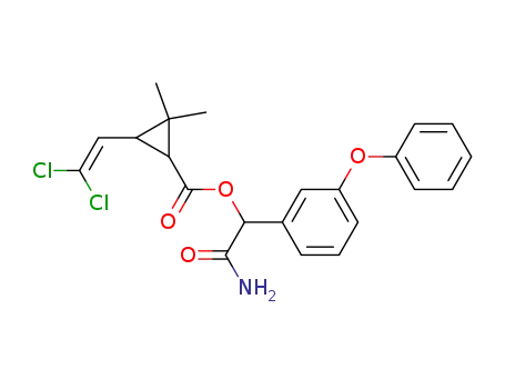 Molecular Structure of 64691-64-1 (Cyclopropanecarboxylic acid, 3-(2,2-dichloroethenyl)-2,2-dimethyl-,
2-amino-2-oxo-1-(3-phenoxyphenyl)ethyl ester)