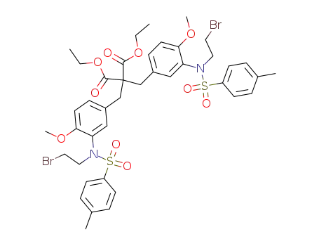 2,2-Bis-{3-[(2-bromo-ethyl)-(toluene-4-sulfonyl)-amino]-4-methoxy-benzyl}-malonic acid diethyl ester
