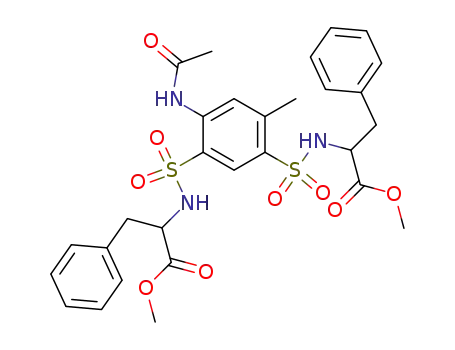 Molecular Structure of 62374-80-5 (Phenylalanine,
N,N'-[[4-(acetylamino)-6-methyl-1,3-phenylene]bis(sulfonyl)]bis-,
dimethyl ester)