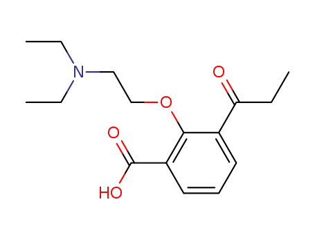 Molecular Structure of 62755-81-1 (Benzoic acid, 2-[2-(diethylamino)ethoxy]-3-(1-oxopropyl)-)