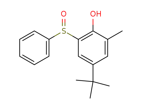 Molecular Structure of 64790-83-6 (Phenol, 4-(1,1-dimethylethyl)-2-methyl-6-(phenylsulfinyl)-)