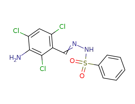 Molecular Structure of 53516-81-7 (((3-AMINO-2,4,6-TRICHLOROPHENYL) METHYLENE)HYDRAZIDE BENZENESULFONIC ACID			)