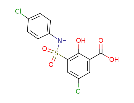 Molecular Structure of 62547-16-4 (Benzoic acid, 5-chloro-3-[[(4-chlorophenyl)amino]sulfonyl]-2-hydroxy-)