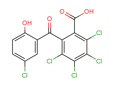 Molecular Structure of 62025-08-5 (Benzoic acid, 2,3,4,5-tetrachloro-6-(5-chloro-2-hydroxybenzoyl)-)