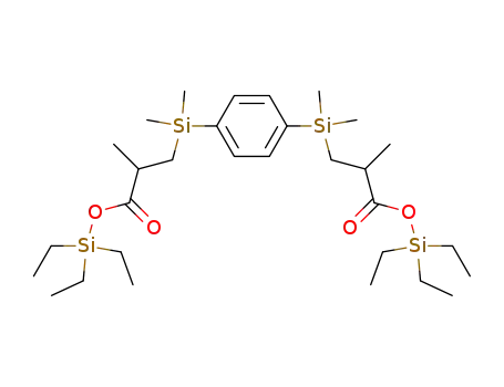 Molecular Structure of 62838-99-7 (Propanoic acid, 3,3'-[1,4-phenylenebis(dimethylsilylene)]bis[2-methyl-,
bis(triethylsilyl) ester)