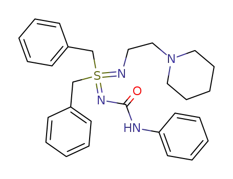 Molecular Structure of 61832-69-7 (Benzene,
1,1'-[[[(phenylamino)carbonyl][2-(1-piperidinyl)ethyl]sulfonodiimidoyl]bis(
methylene)]bis-)