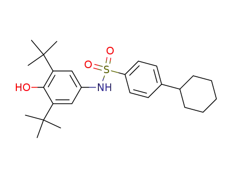 Molecular Structure of 61551-43-7 (Benzenesulfonamide,
N-[3,5-bis(1,1-dimethylethyl)-4-hydroxyphenyl]-4-cyclohexyl-)