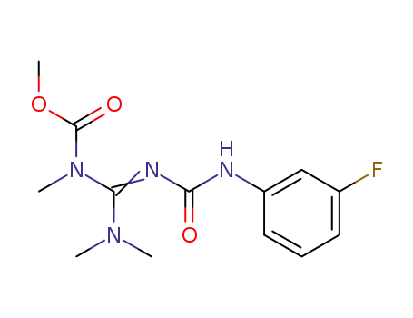 Molecular Structure of 59726-31-7 (Carbamic acid,
[(dimethylamino)[[[(3-fluorophenyl)amino]carbonyl]imino]methyl]methyl-,
methyl ester)