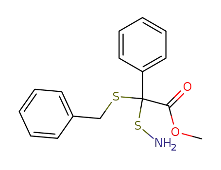 Molecular Structure of 61884-11-5 (Benzeneacetic acid, a-(aminothio)-a-[(phenylmethyl)thio]-, methyl ester)