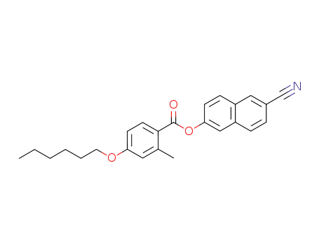Molecular Structure of 62622-54-2 (Benzoic acid, 4-(hexyloxy)-2-methyl-, 6-cyano-2-naphthalenyl ester)