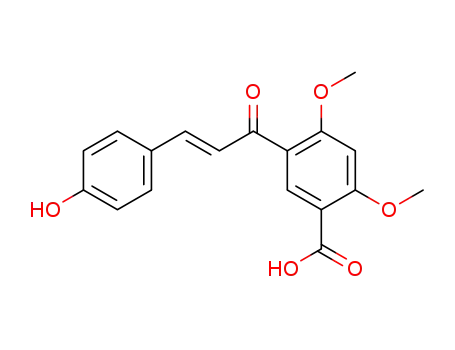 Molecular Structure of 62435-12-5 (Benzoic acid, 5-[3-(4-hydroxyphenyl)-1-oxo-2-propenyl]-2,4-dimethoxy-)