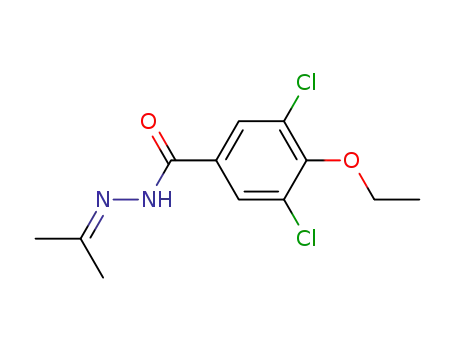 Molecular Structure of 23964-45-6 (Benzoic acid,3,5-dichloro-4-ethoxy-, 2-(1-methylethylidene)hydrazide)