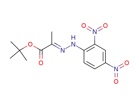 Molecular Structure of 62740-67-4 (Propanoic acid, 2-[(2,4-dinitrophenyl)hydrazono]-, 1,1-dimethylethyl
ester, (E)-)